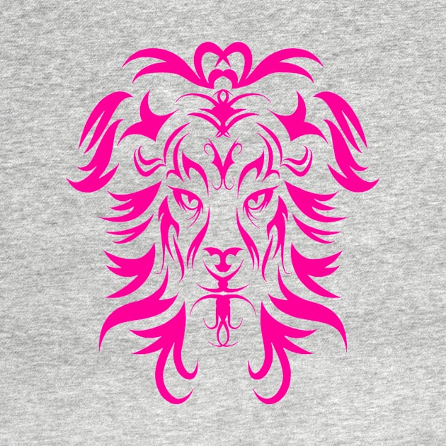 Tribal Tattoo Art Pink Lion Head by Atteestude